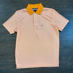Tommy Hilfiger Golf Orange Striped Polo Shirt Small